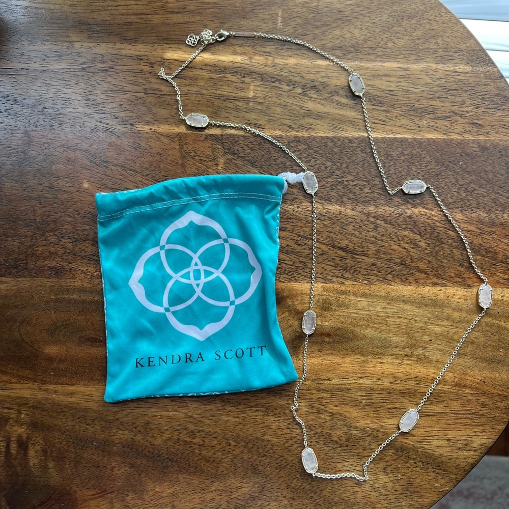 Kendra Scott Gold and Rose Quartz long necklace- Kellie